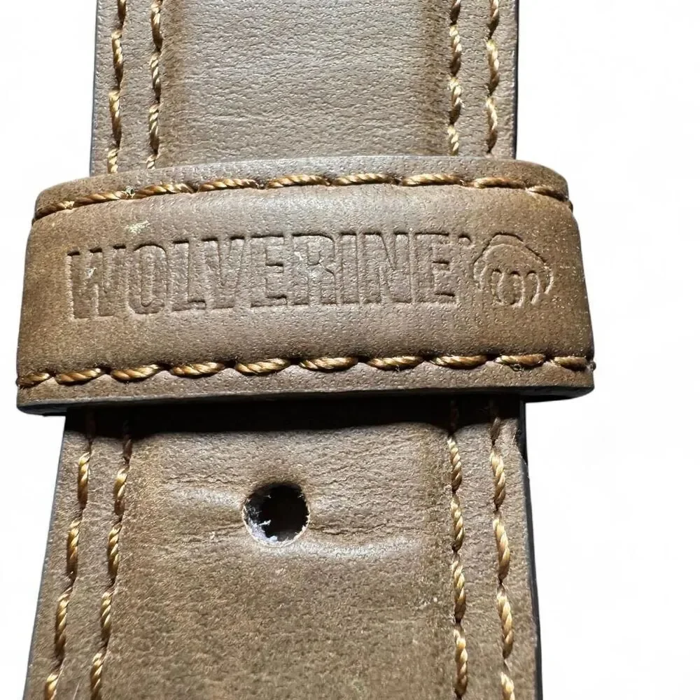 Wolverine Light Brown leather  Work belt with silver buckle Size 40